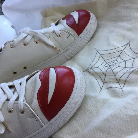 Charlotte Olympia red lips leather sneaker sz 40 - Picture 3 of 8